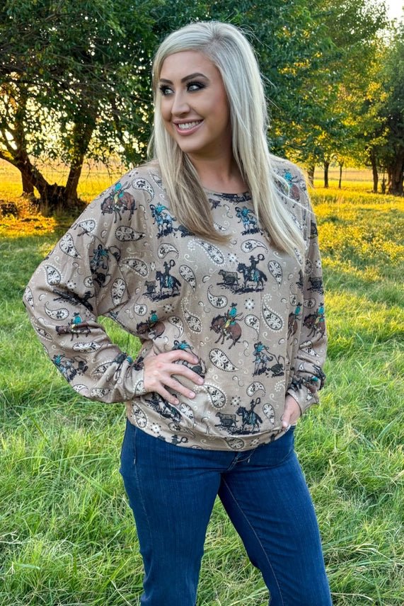 Dusty Rodeo Paisley Western TopS