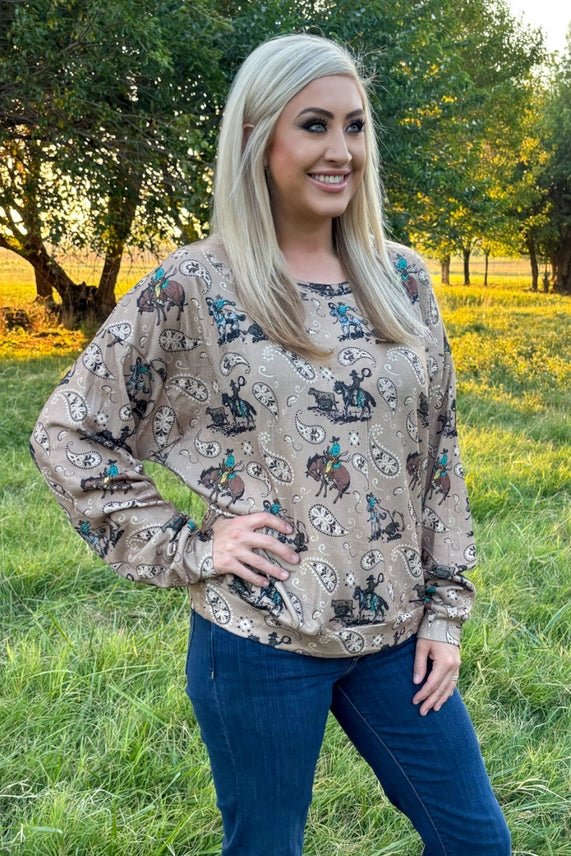 Dusty Rodeo Paisley Western TopS