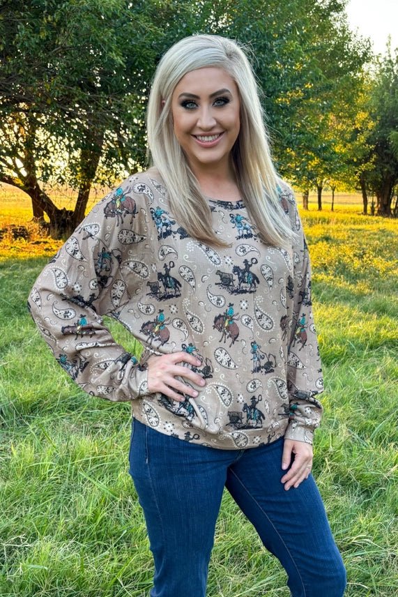 Dusty Rodeo Paisley Western TopS