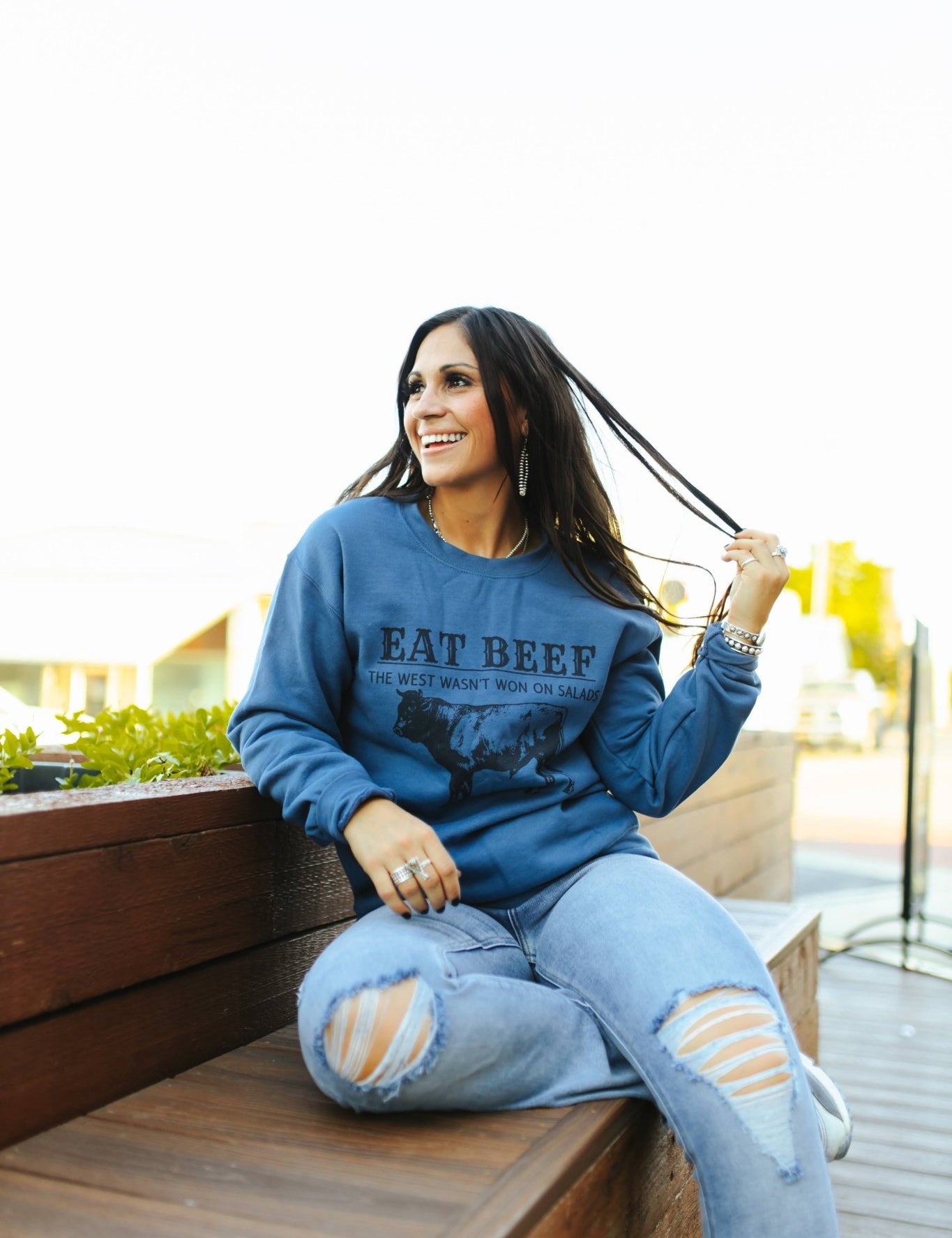 Eat Beef Graphic SweatshirtMultiS