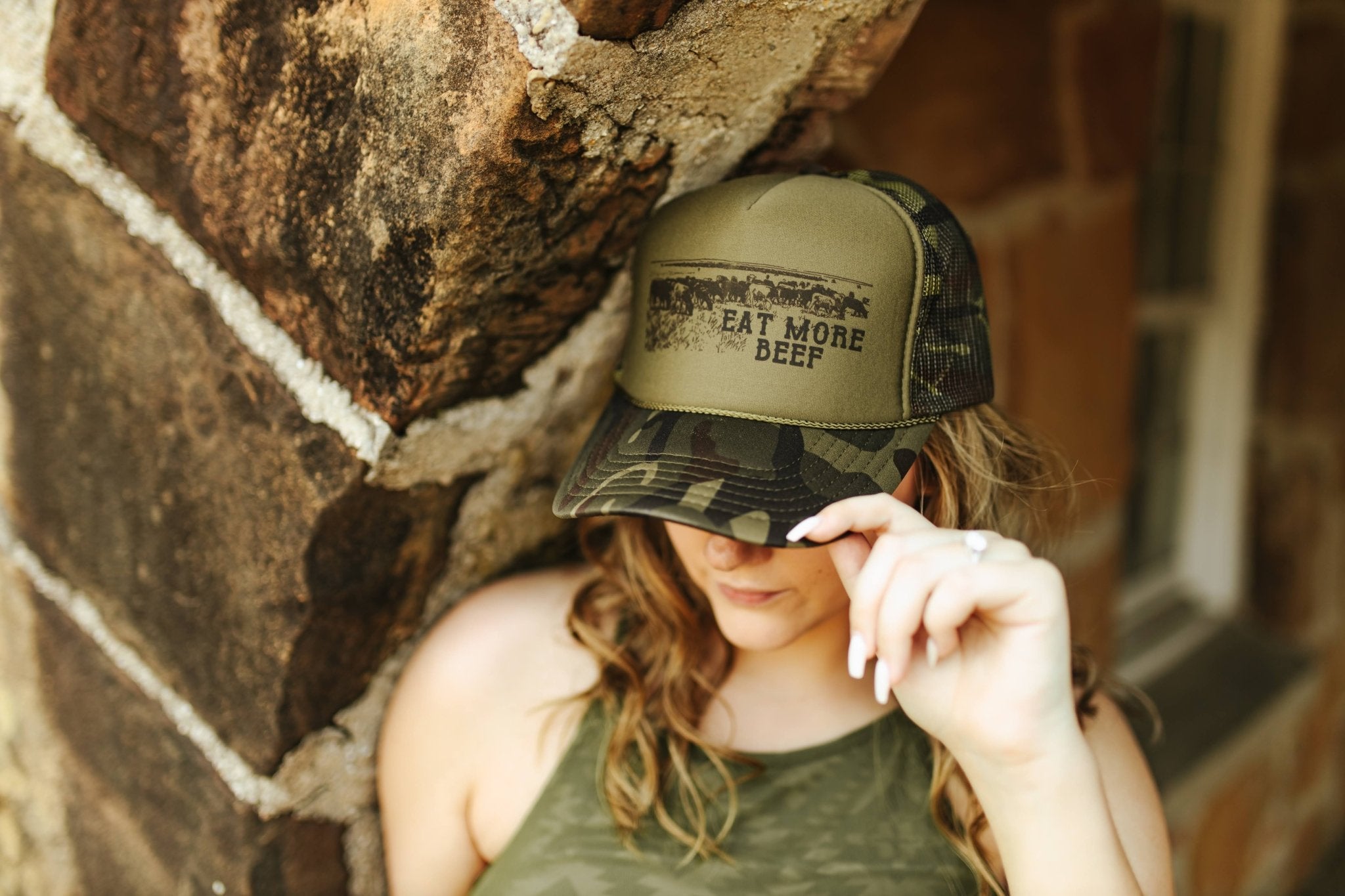 Eat More Beef Trucker HatCamoOS