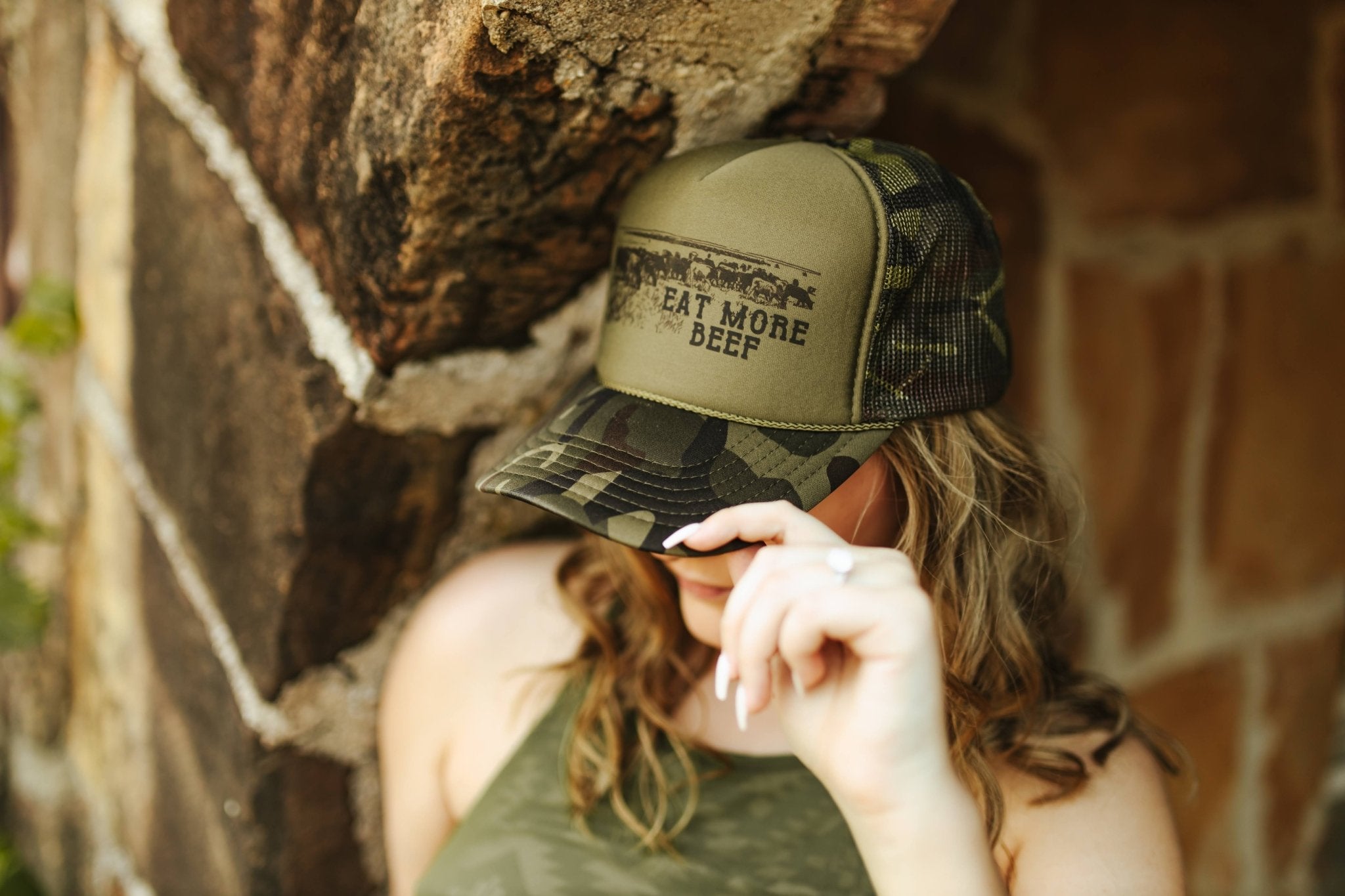 Eat More Beef Trucker HatCamoOS