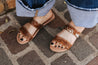 Embossed Leather and Cowhide Sandals6