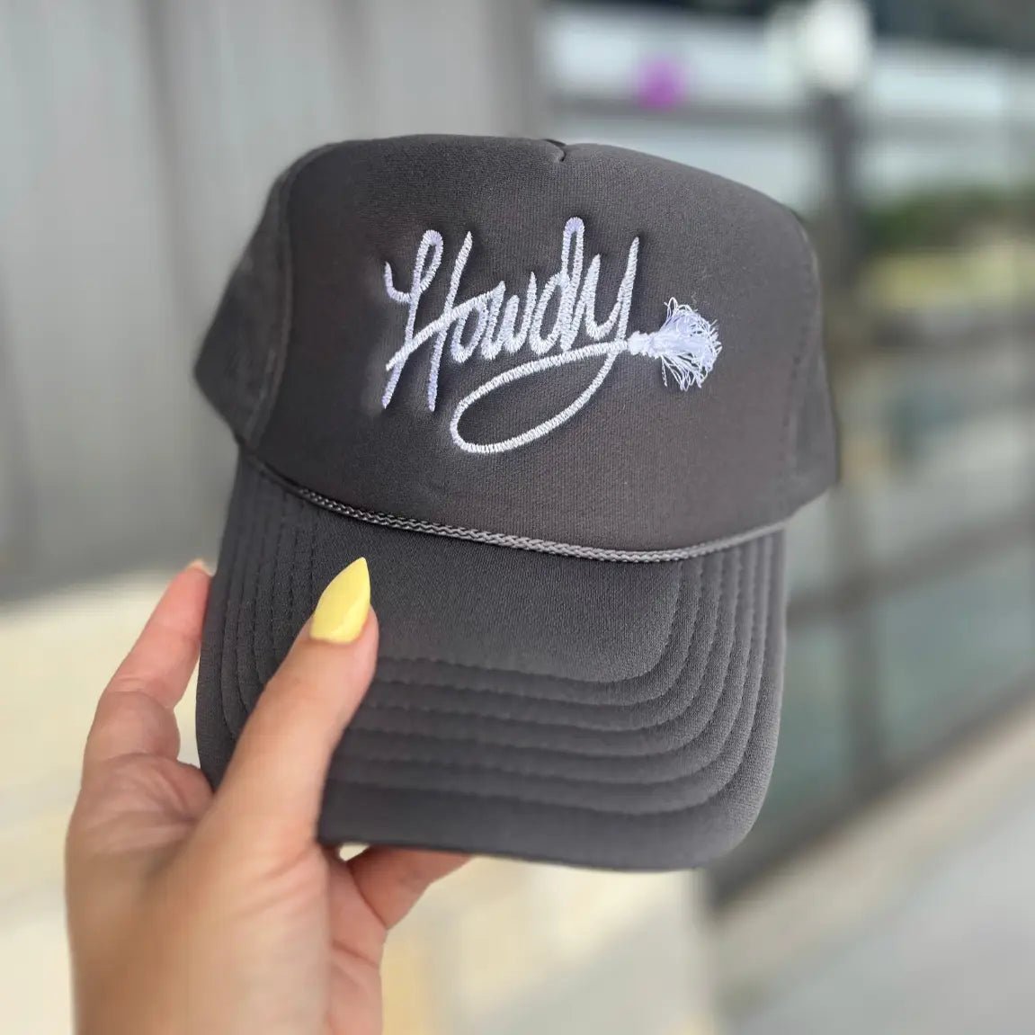 Embroidered Howdy Fringe Trucker Hat