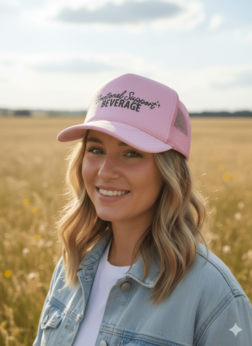 Emotional Support Beverage Pink Trucker HatPink