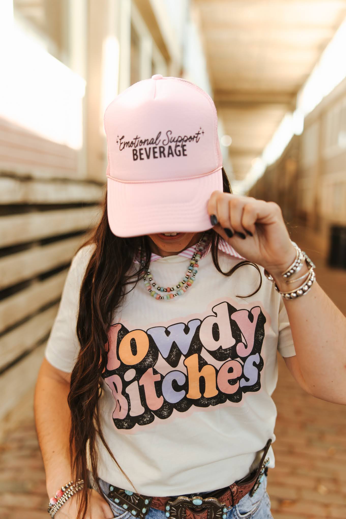 Emotional Support Beverage Pink Trucker HatPink