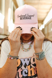 Emotional Support Beverage Pink Trucker HatPink