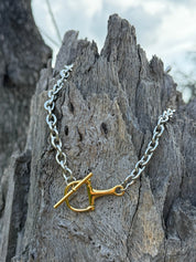 Equestrian Snaffle Bit Two Tone Chain Necklace