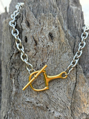 Equestrian Snaffle Bit Two Tone Chain Necklace