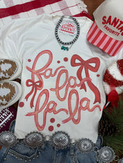 Fa La La Christmas Bow Graphic TeeNaturalS