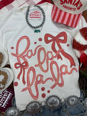 Fa La La Christmas Bow Graphic TeeNaturalS