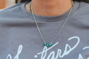 Faceted Turquoise Stones On Sterling Silver Chain Necklace