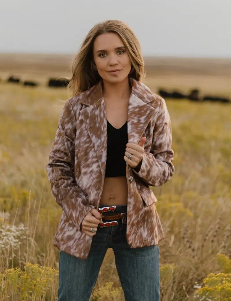 Faux Cowhide Blazer - PREORDERS
