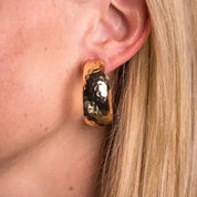 Faux Gold Hammered Hoop Earrings
