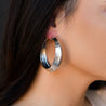 Faux Silver Aztec Textured Hoops