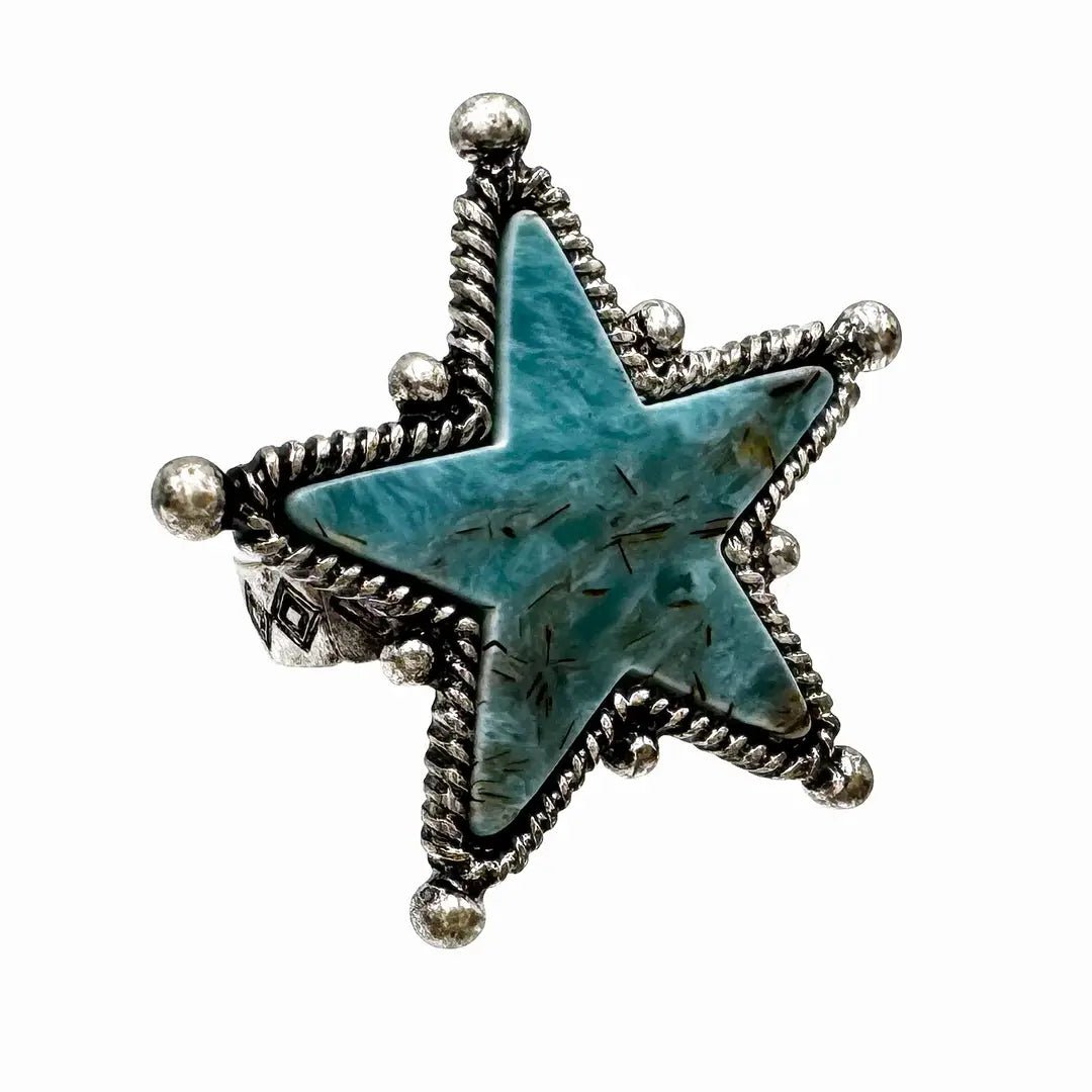 Faux Turquoise Stretch Star Ring