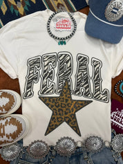 Feral Zebra Leopard Star Print Graphic TeeNaturalS