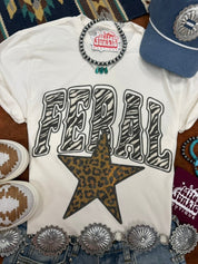 Feral Zebra Leopard Star Print Graphic TeeNaturalS