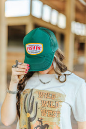 Fishin' Beats Workin' Patch Trucker HatDark Green
