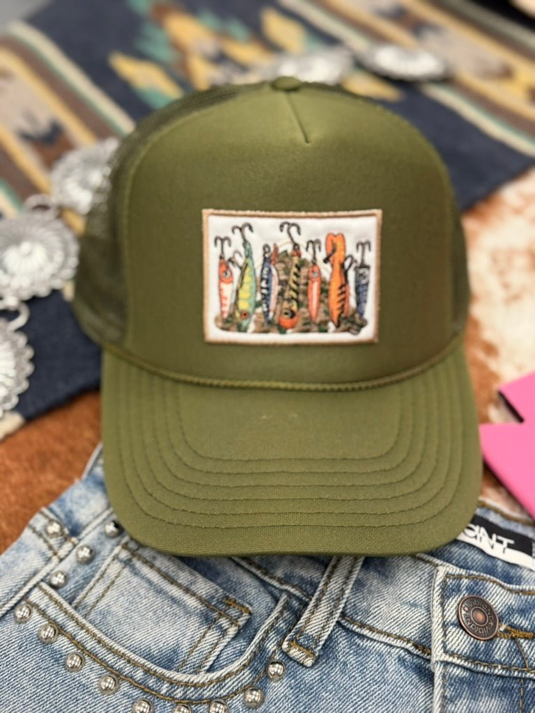 baseball cap fishing hats lures Fishing Lures Embroidered Patch Trucker Hat