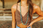 Flat Turquoise Silver Beads NecklaceTurquoiseOS