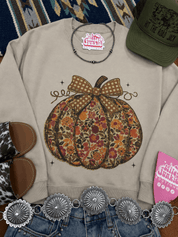 Floral Bow Pumpkin Graphic SweatshirtSandS