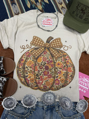 Floral Bow Pumpkin Graphic TeeCementS