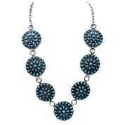 Floral Concho Turquoise Cluster Necklace