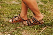 Floral Embossed Buckle Sandals - Black6