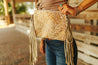 Floral Fringed Leather Crossbody BagIvoryOS