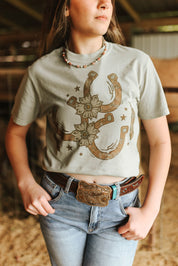 Floral Horseshoe Graphic Tee - BayBayS