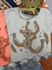Floral Horseshoe Graphic Tee - BayBayS