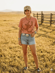 Floral Horseshoe Graphic Tee - TerracottaTerracottaS