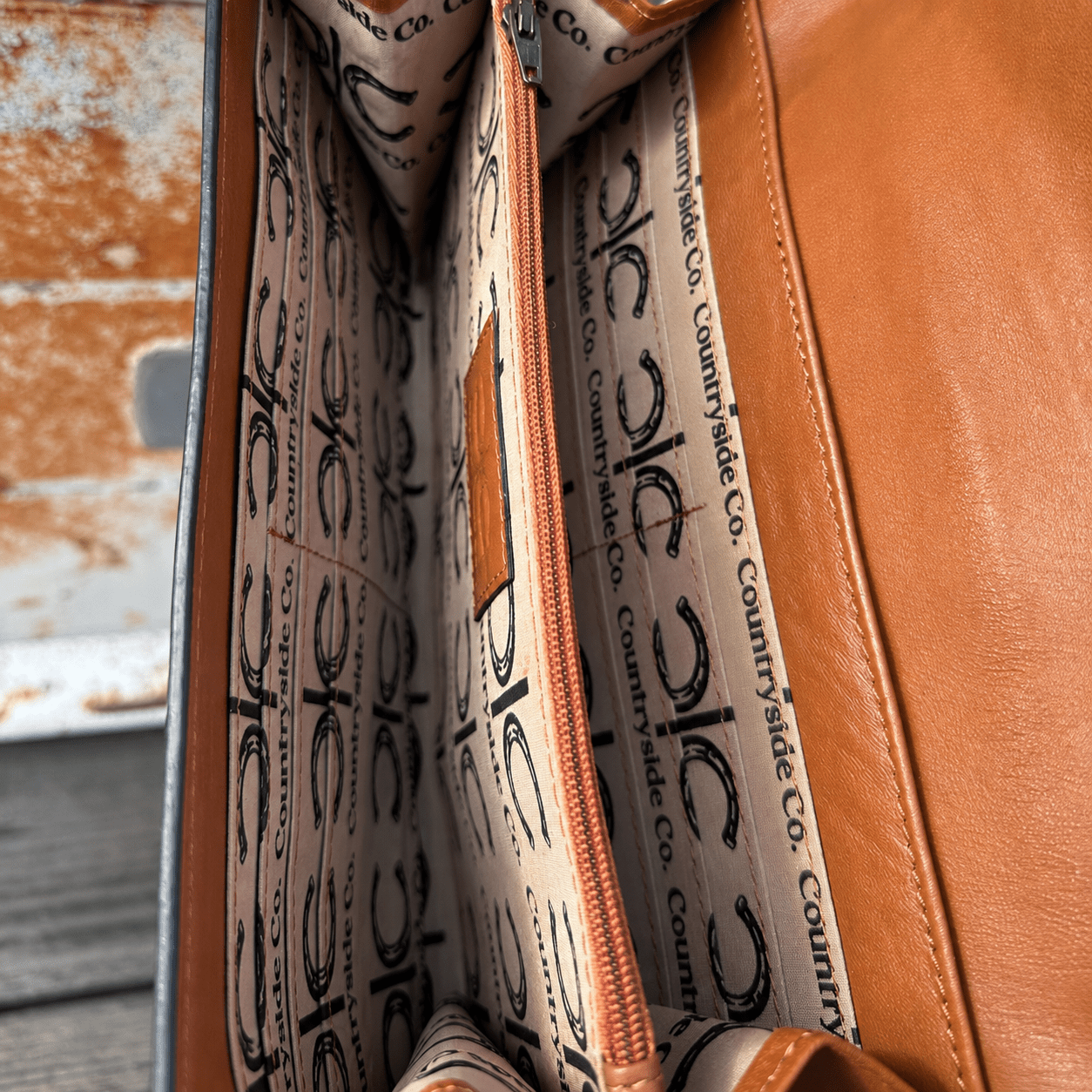 Floral Horseshoe Tooled Leather Crossbody Bag