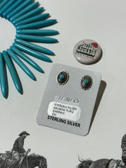 Floral Stamped Sterling Silver Turquoise Earrings