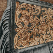 Floral Tooled Leather Crossbody Bag