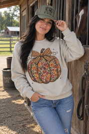 Floral Bow Pumpkin Graphic SweatshirtSandS