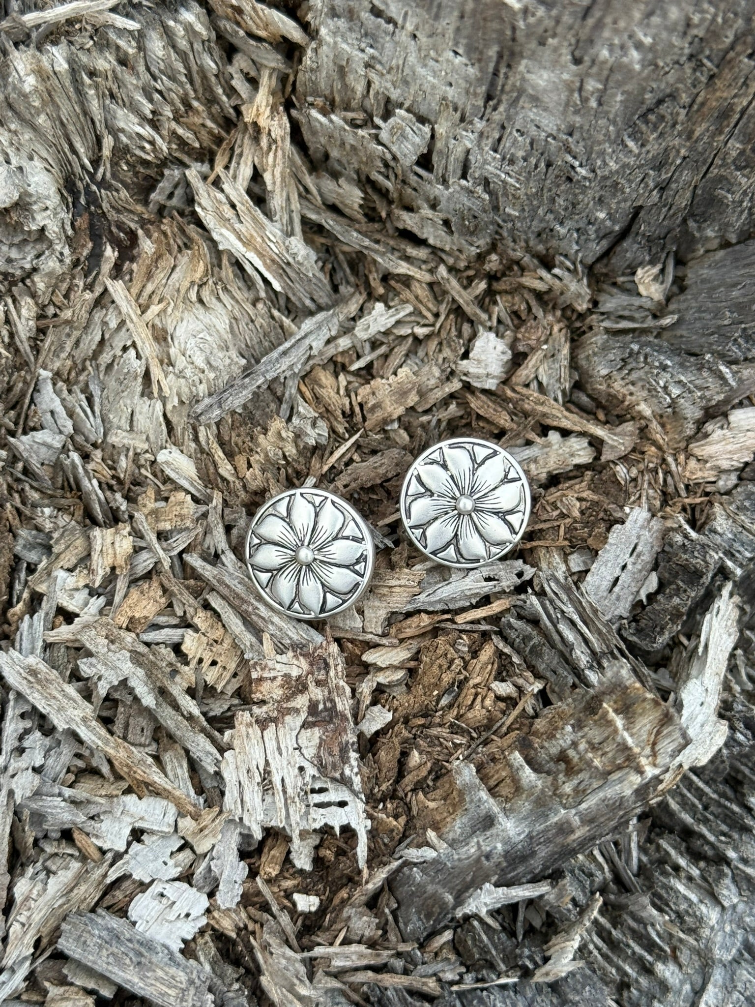 Flower Power Concho Stud Earrings