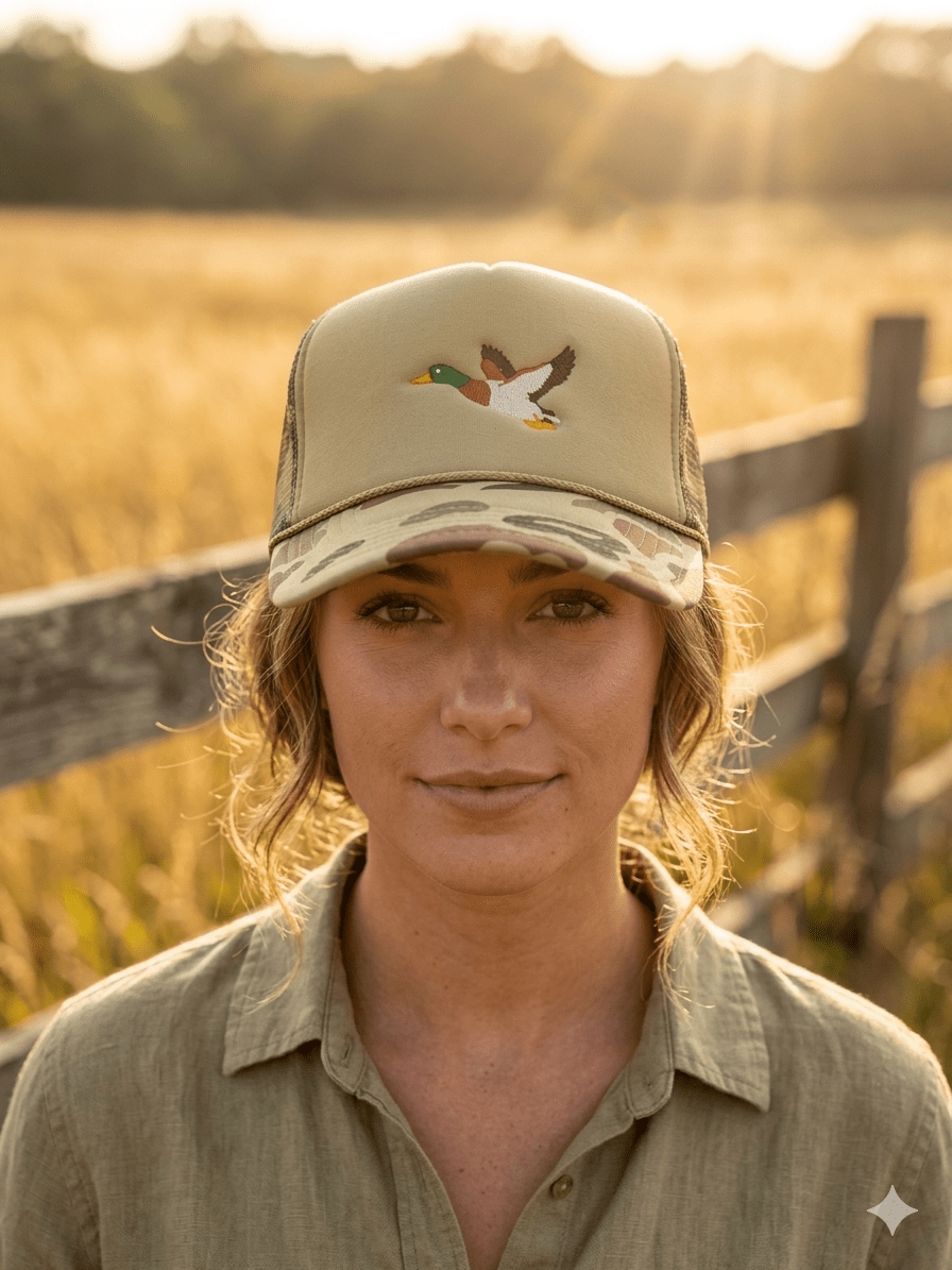 Flying Mallard Camo Embroidered Trucker Hat