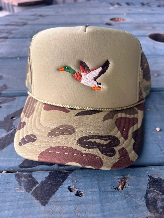 Flying Mallard Camo Embroidered Trucker Hat