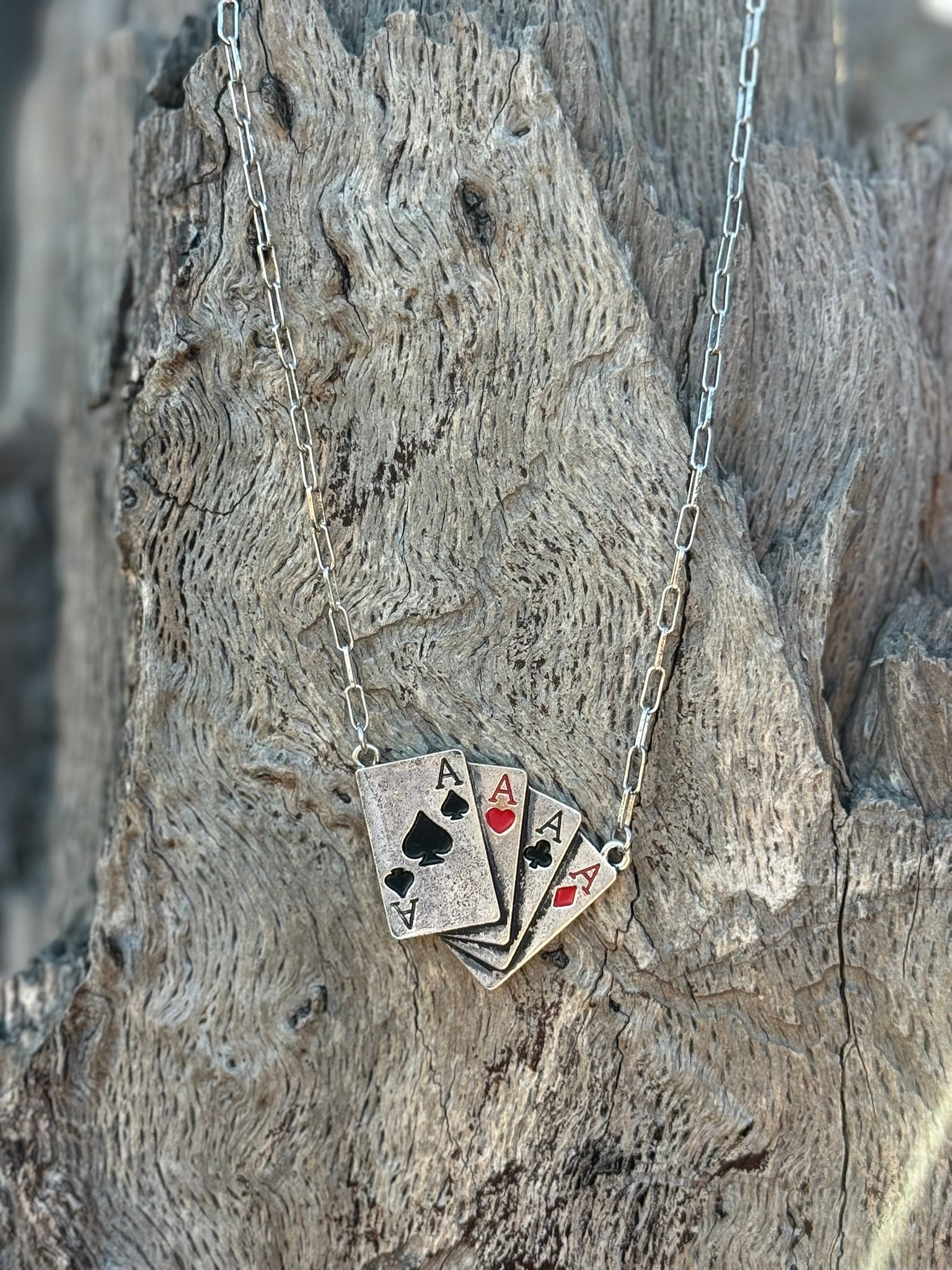 Four Aces Paperclip Chain Necklace