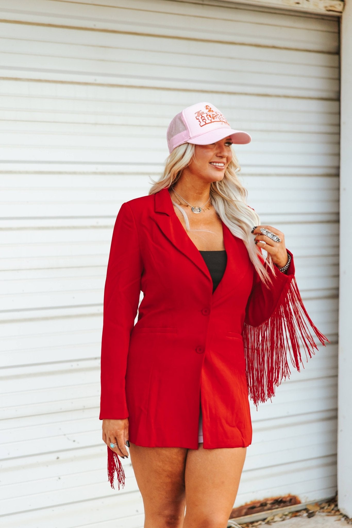 Fringe Rodeo Blazer Dress - RedS