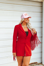 Fringe Rodeo Blazer Dress - RedS