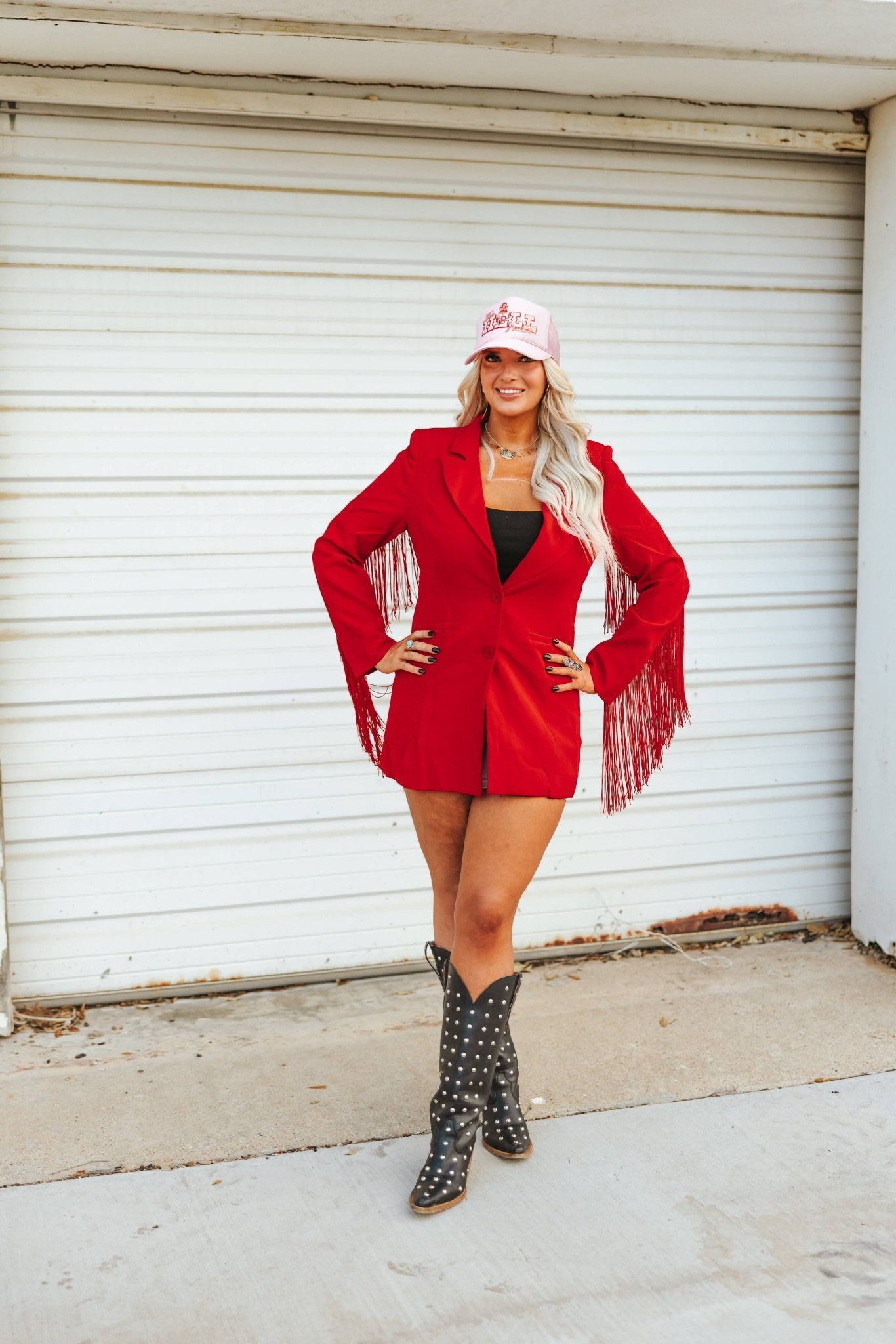 Fringe Rodeo Blazer Dress - RedS
