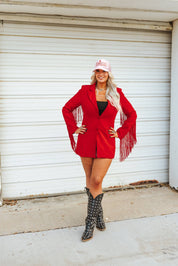 Fringe Rodeo Blazer Dress - RedS