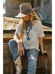 Front Pocket Short Sleeve TopS
