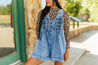 Front Ribbon Tie Denim RomperS