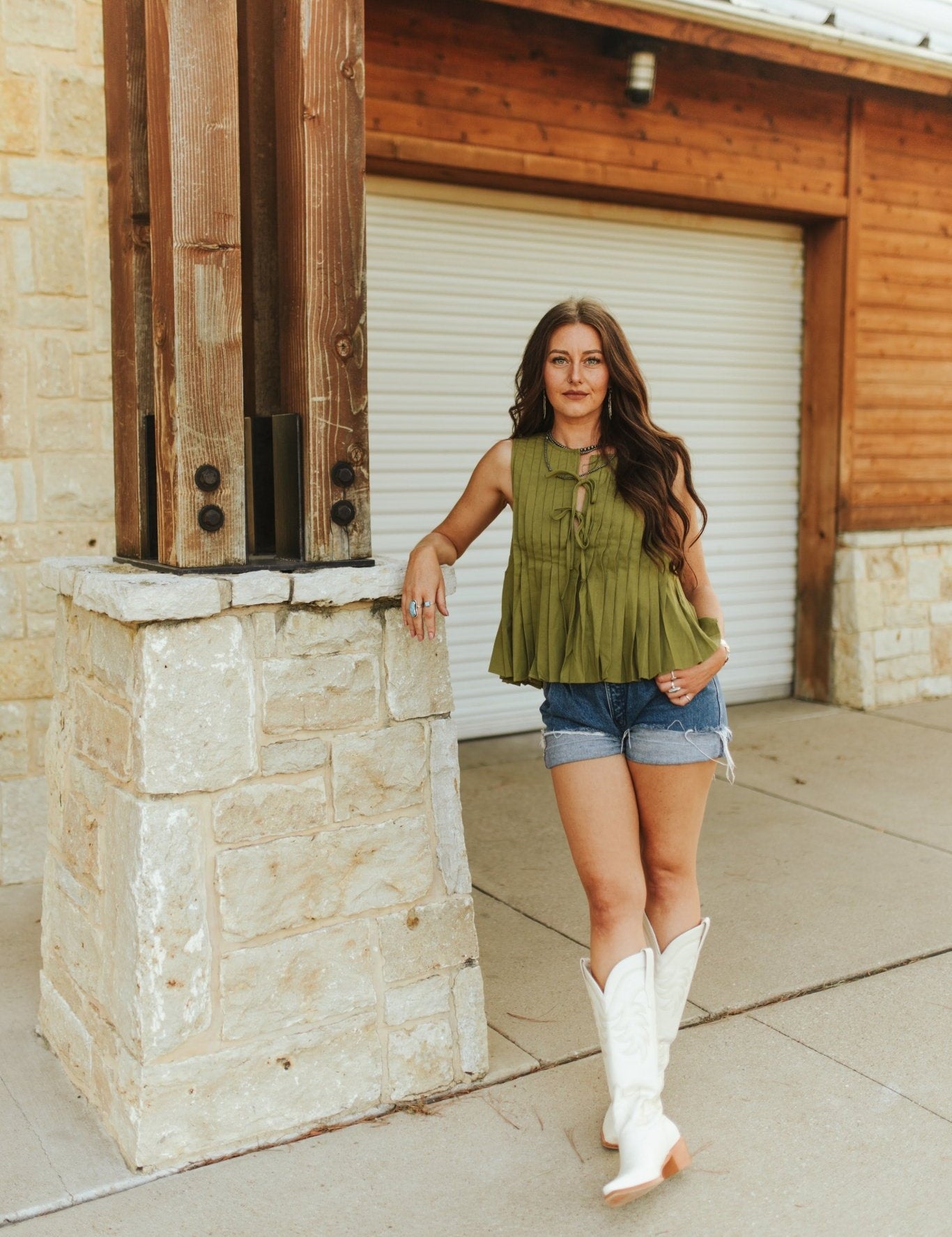 Front Tie Pleated TopS
