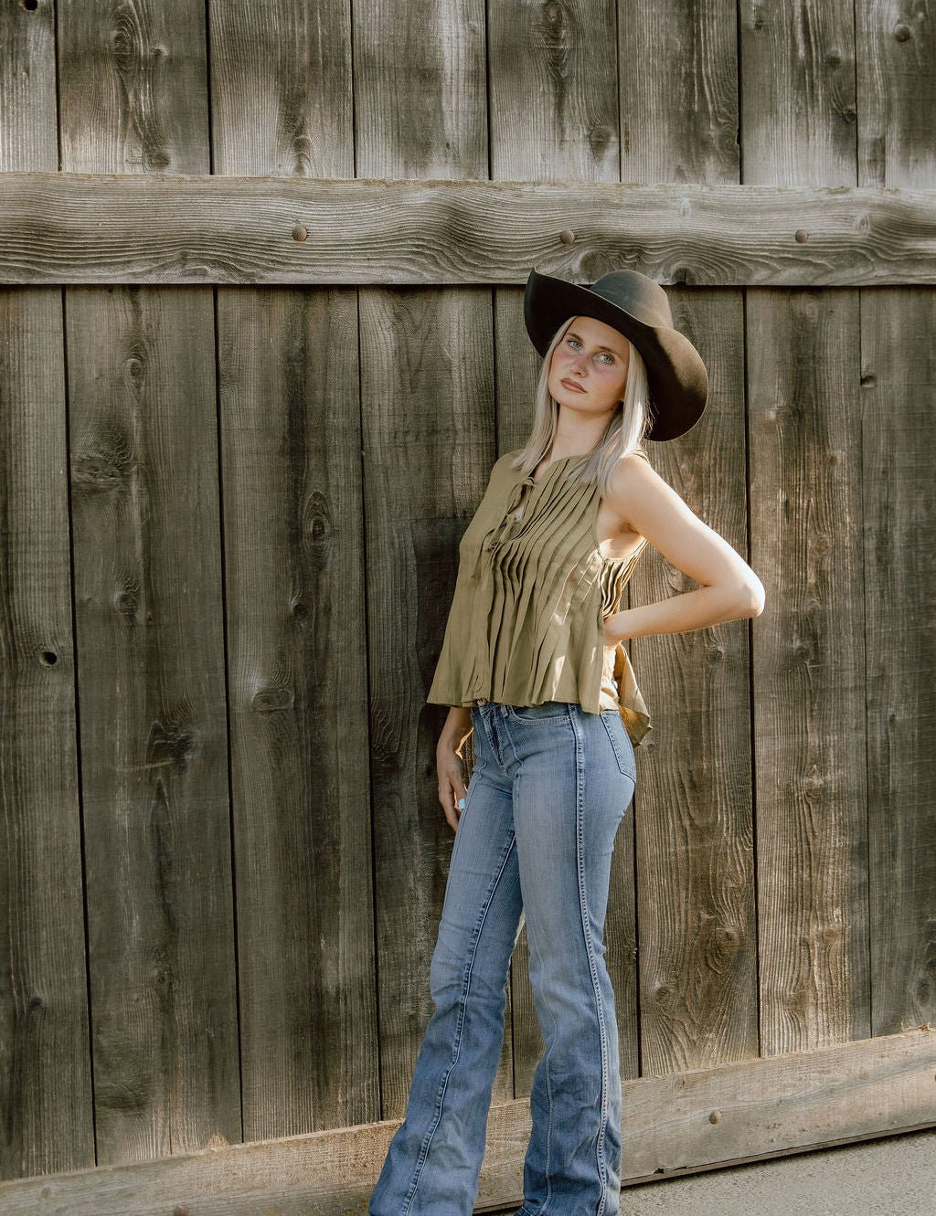 Front Tie Pleated TopS