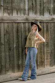 Front Tie Pleated TopS